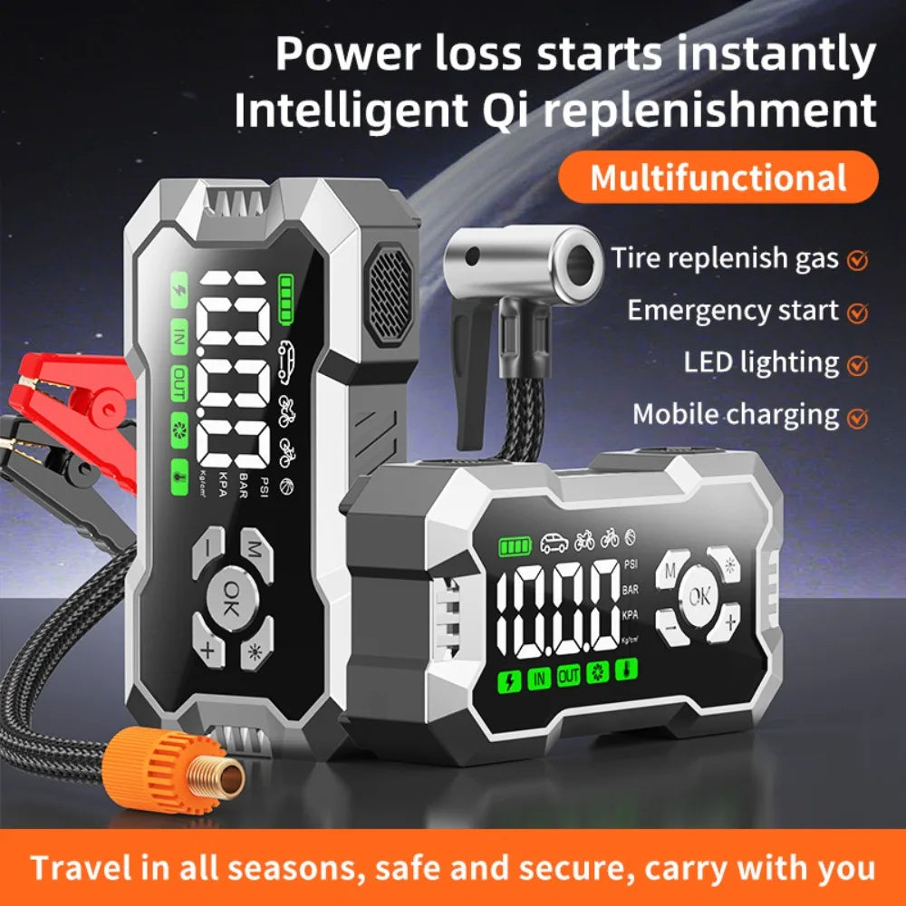 12V Automotive Battery Jump Starter and Tire Inflator 4000A Splitter Car Universal Starter Auto Booster Portable Power Station