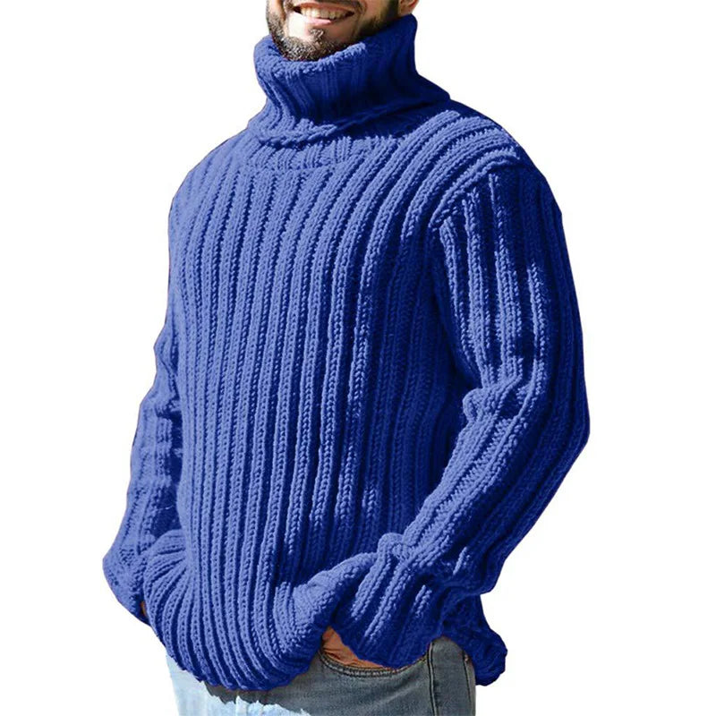 Turtleneck sweater men's solid color slim knitted top autumn and winter new sweater fashion European and American men's clothing