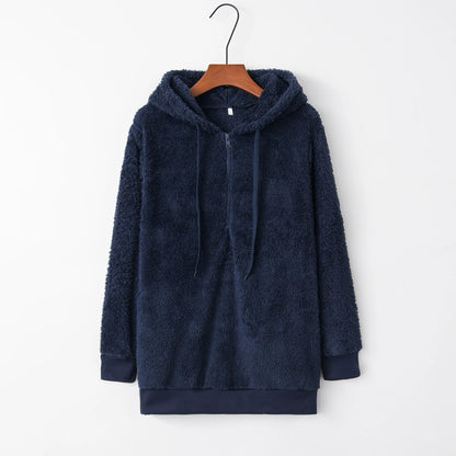Fashion Trend Long-sleeved Hooded Solid Color, Women's Sweater Coat
