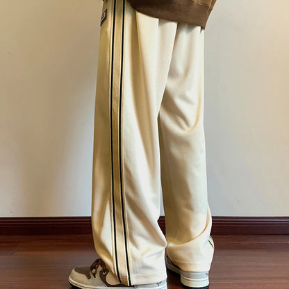 Autumn Winter Hip-hop Striped Trousers Men Sports Pants Korean Wide Leg Joggers Men's Sweatpants Jogger Big Tall Man Long Pants