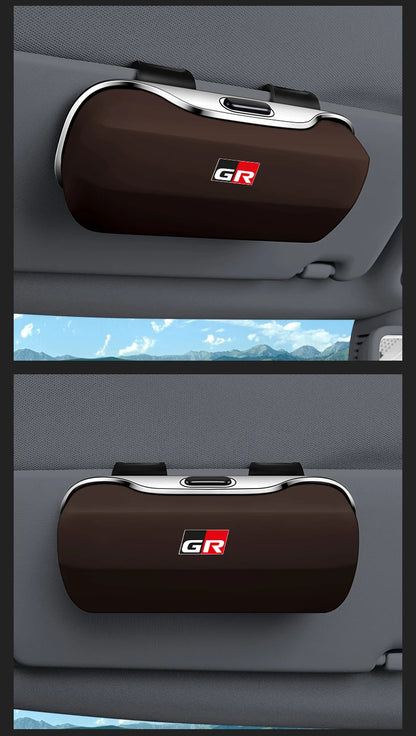 Car Eyewear Case Box Sunglasses Holder Sun Visor Storage Protective Frame Box Glasses Clip For Toyota GR Sport Rav4 Yaris Camry