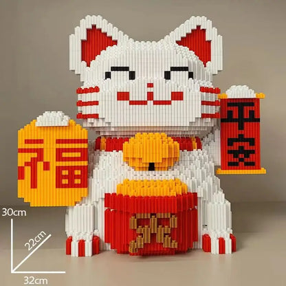 2024 New Lucky Cat Building Block Toy DIY Handmade Gift Lucky Cat Savings Can Puzzle Building Block Boy Birthday Blessing Gift