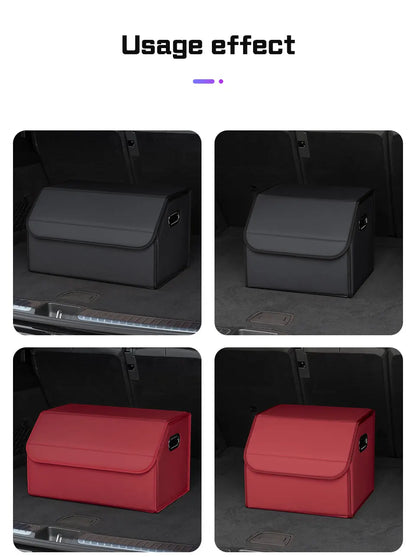 Portable Car Trunk Organizer Box Large Capacity Leather Foldable Storage Box Multifunctional Auto Organizer Bag Car Accessories