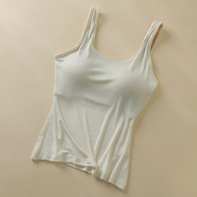 Premium New Women's Camisole with Built in Bra Summer Back Beauty Tank Top for Outer & Layering Wear