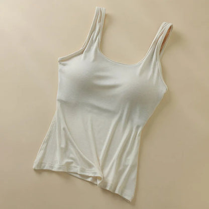 Premium New Women's Camisole with Built in Bra Summer Back Beauty Tank Top for Outer & Layering Wear