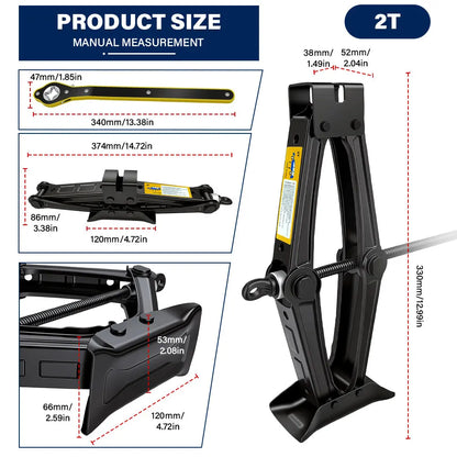 Portable 2 Ton Car Scissor Jack Kit with Extendable Wheel Wrench Labor-Saving SUV Auto Tire Repair Replacement Tool
