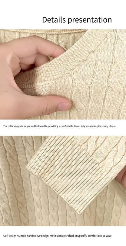 Luxury Man Long-Sleeved Knitted Shirt Round Neck Design High Quality Embroidery Business Golf Spring Solid Color Men's Knitwear