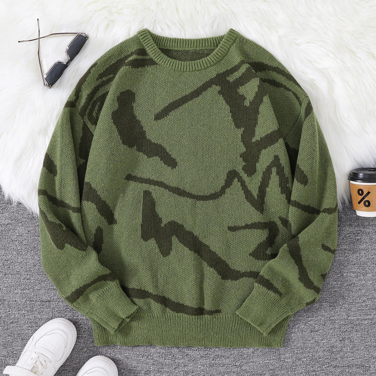 Unisex Sweaters, Casual and Comfortable with Dropped Shoulders, Autumn and Winter Knitwear, Soft Regular-Fit Long-Sleeved Crew Neck Pullovers, Suitable for Everyday Wear, Unisex Tops for Going Out, Men's Knit Pullovers