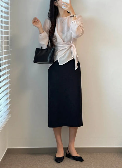 Spring 2026 Chic Korean Style Women's Long Sleeve round Neck Overhead Shirt Loose Fit Slimming Versatile Fashionable Top