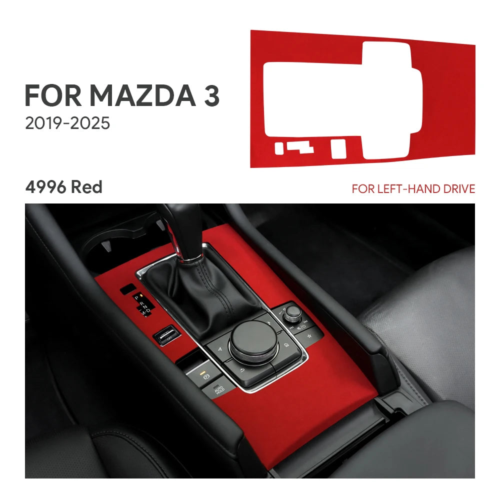 For Mazda 3 Axela 2019 2020 2021 2022 2023 2024 2025 Central Console Gear Shift Panel Top Suede Sticker Car Interior Trim
