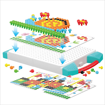 373pcs/Set Creative Mosaic Toy Gifts Children Nail Composite Picture Puzzle Creative Mosaic Mushroom Nail Kit Puzzle Toys