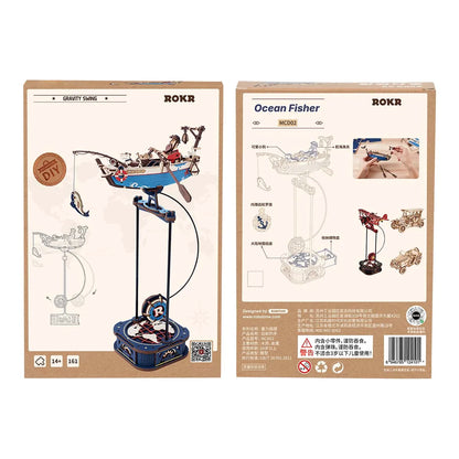 Robotime Gravity Swing Model Building Kit 3D Wooden Puzzle kit Sky Captain kit Ocean Fisher kit Best Gifts for Adults Teens