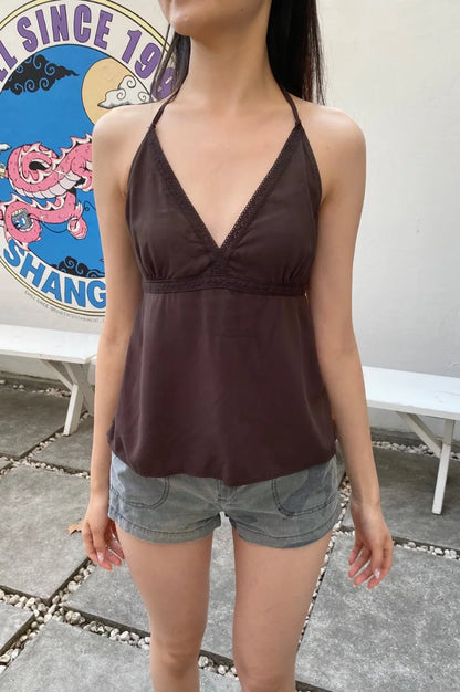 Brandy Melville Pure Cotton Three-Button Base Layer Vest Sweet Style V-Neck Sleeveless Tank Top for Women Spring Summer