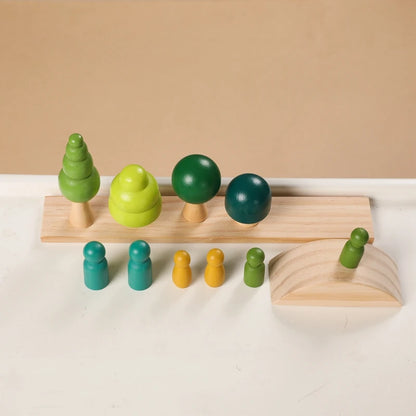 Puzzles Educational Game Montessori Baby Balance Beam Game Toys for Children Nordic Style Wooden Building Blocks Toys for Kids