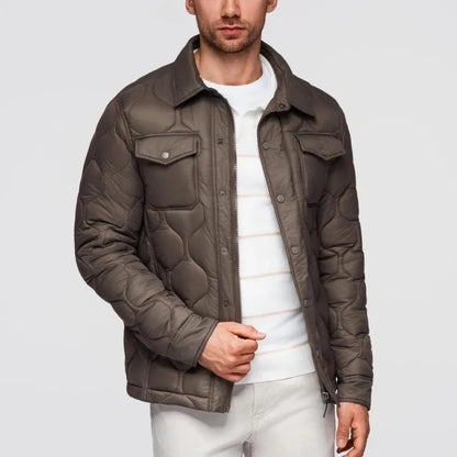 Autumn Winter Mens Parkas Single Breasted Warm Comfortable Windproof Nylon Padded Jacket Turndown Collar Casual Outerwear Male