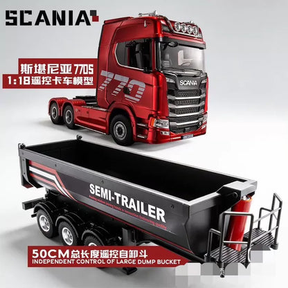 Huina 2026 New Alloy Car 1509 Scania Engineering Truck Model 2.4g Remote Control Toy Simulation Model Remote Control Car Gift