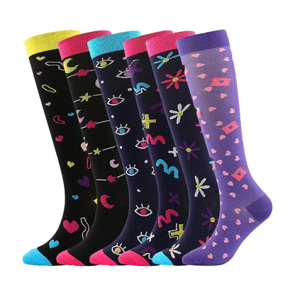 3/5/6 Pairs Compression Socks Exercise Mountaineering Running Sports Socks Elastic Medical Blood Circulation Swelling Nurse Sock