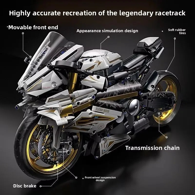 Platinum BMW Motorcycle Mechanical Racing Children's Toys Puzzle Assembled Building Block Model Ornaments Boy Gift