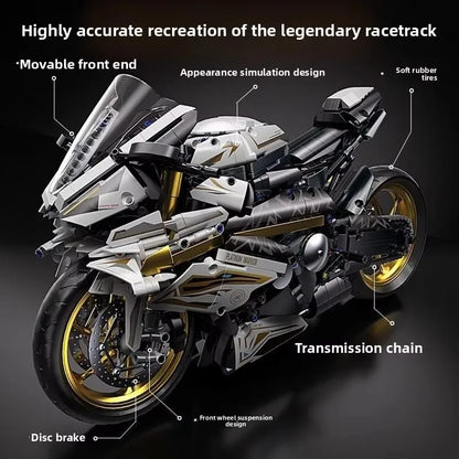 Platinum BMW Motorcycle Mechanical Racing Children's Toys Puzzle Assembled Building Block Model Ornaments Boy Gift