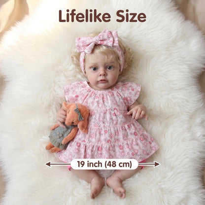 NPK 19inch Chloe Soft Cloth Body detailed painting Lifelike Real Soft Touch Doll With Hand Rooted Hair