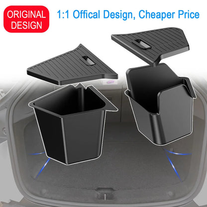 1:1 Official Design Trunk Storage Bins For Tesla Model Y Juniper 2025 Trunk Organizer Trunk Side Storage Box Travel Accessories