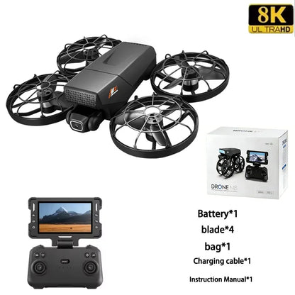 New Drones M8 GPS 8K HD Dual Cameras 360° FPV 5G WIFI Brushless Motor Obstacle Avoidance Foldable Quadcopter for Aerial Boy Toys
