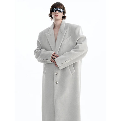 Mauroicardi Autumn Winter Oversized Extra Long Warm Black Wool Blends Coat Men Luxury Designer Floor Length Woolen Overcoat 2024