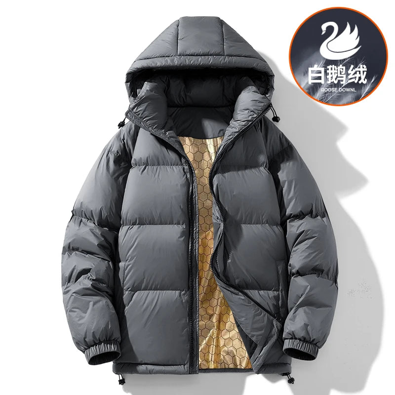 2024 Winter New Men's Goose Down Hooded Down Jacket with Thickened Warmth and Cold Resistance, Same Style for Men and Women