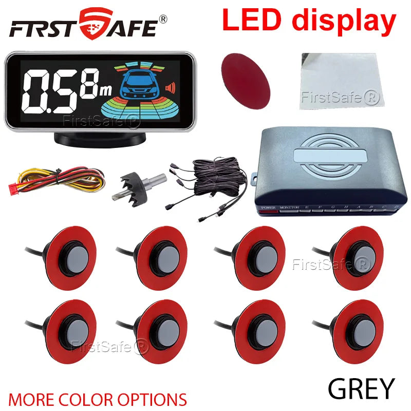 Multi Radar Parking Sensor Kit Backlight LED Display Multi Language Voice Reverse Detector 6/8 Sensors Universal Auto Safety