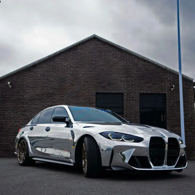 Premium Silver Mirror Chrome Vinyl Wrap Film Roll DIY Self Adhesive Decal Automotive Car Wrapping Foil