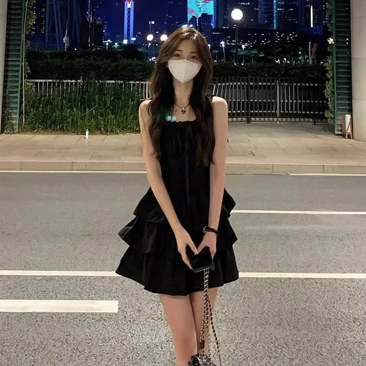 Elegant Black Strapless Dress Women's Summer New Arrival Base Layer Beautiful  Dress U-Neckline A-Line Skirt Ultra Short