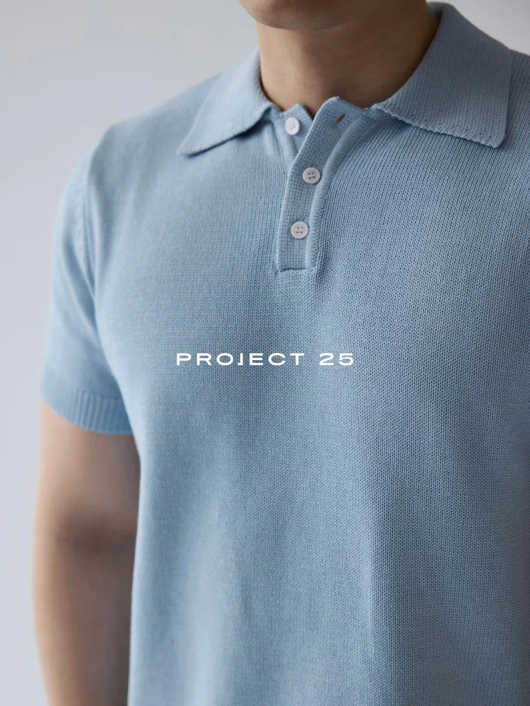 PROJECT 25 Men's American Heavyweight Coarse-Knit Cotton Polo Shirt Classic Short Sleeve Collared Tee for Casual & Commuter Wear