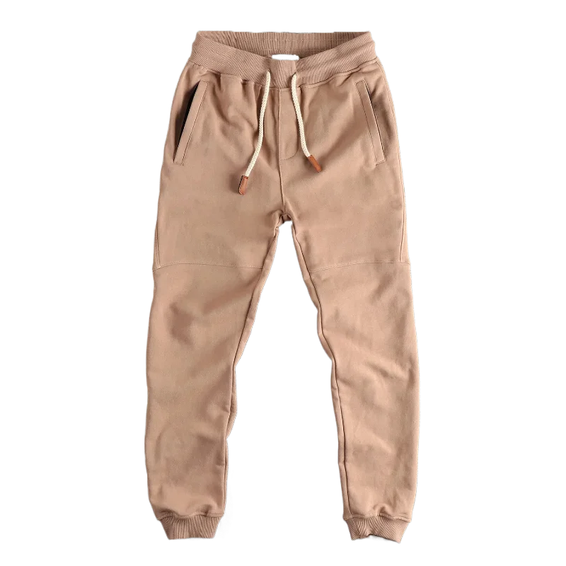 Autumn New American Retro Terry Cloth Solid Color Sweatpants Men's Simple Washed Drawstring Casual Sports Youth Ankle-tied Pants
