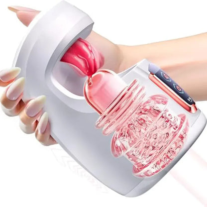 Tongue Licking Male Masturbator Cup Penis Exerciser Stimulation Blowjob Adult Sex Machine Penis Trainer for Men Erotic Products