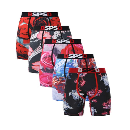 5Pcs Sexy Men Underwear Boxers Breathable Mens Boxershorts Men's Panties Underpants Plus Size Print Man Boxers Briefs Trunks