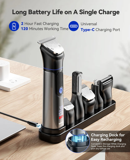 Kensen S38 Electric Hair Trimmer for Men 6 in 1 Body Hair Shaver Nose Beard Trimmer IPX6 Waterproof Hair Cutting Machine Barber