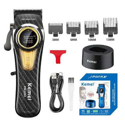 Kemei Rechargeable Hair Clippers kit Professional DLC Blade Electric Trimmer Men Barber Cordless Shaver KM-2242 KM-2351 KM-3209