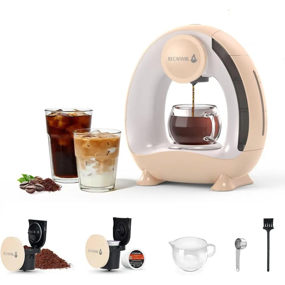 Compact Single-Serve Coffee Maker: Brews Coffee & Tea in 2 Minutes, 4-8 Oz Sizes, Ideal for Home, Office, Travel
