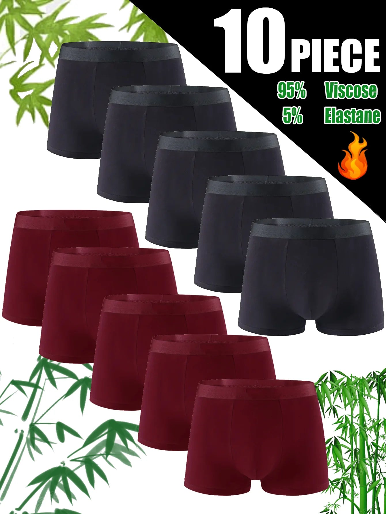 10 pack men's bamboo fiber underwear, sports and casual, skin friendly, soft, student underwear, classic for all seasons