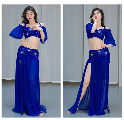Sexy Sequin Belly Dance Costume 2025 Summer New Arrival High-End Practice Suit Performance Ethnic Dancewear Chinese Manufacturer