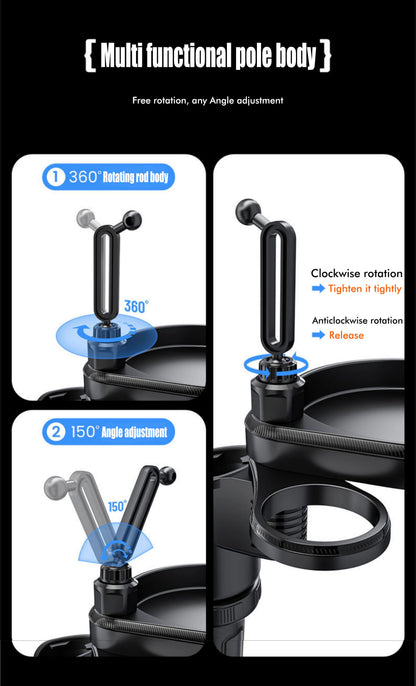 New Car Cup Holder Tray Adjustable with Phone Holder Tablet Tray Table 2 Cup Holders Road Trip & Car Traveling Essential Gadget