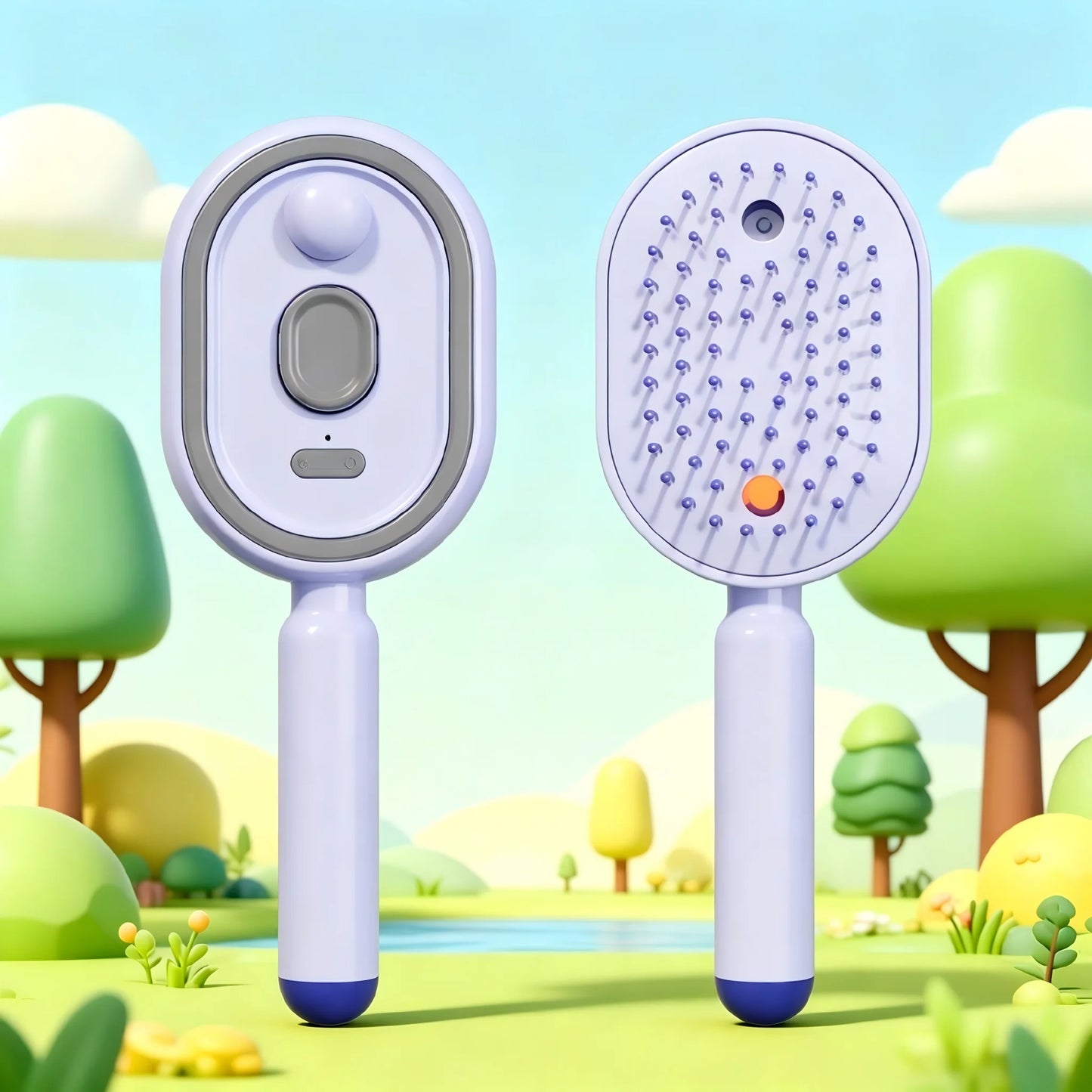 Self Cleaning Hair Brush with Mist Spray Scalp Massager Anti Frizz Detangling Comb Portable Rechargeable Hair Care Tool