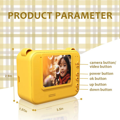 Kids Instant Print Camera 1080p High-Definition Dual Camera 1500 mAh High-Capacity Battery, 10x Zoom, Gift for 4+ Year-Old Kids