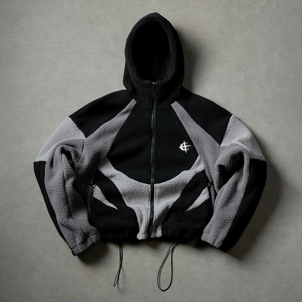 American Style Patchwork Polar Fleece Hooded Jacket Men Autumn Winter Warm Oversized Coat High Street Hip Hop Streetwear Man