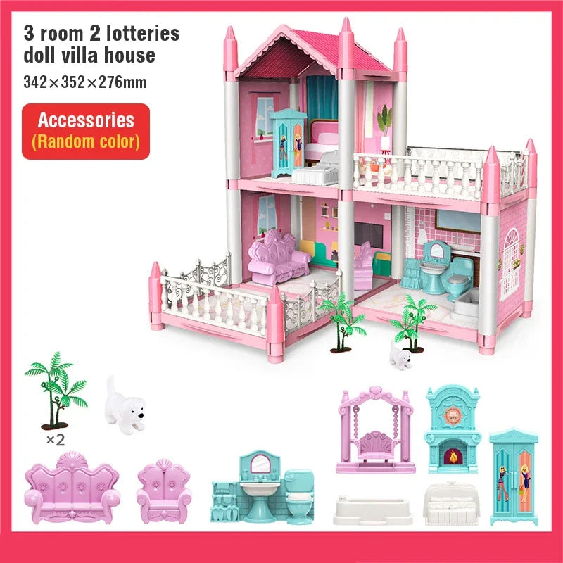 DIY Doll House Assembly Villa Castle Model Furniture Accessories Home Decoration Girl Role Play Educational Toy Birthday Gifts
