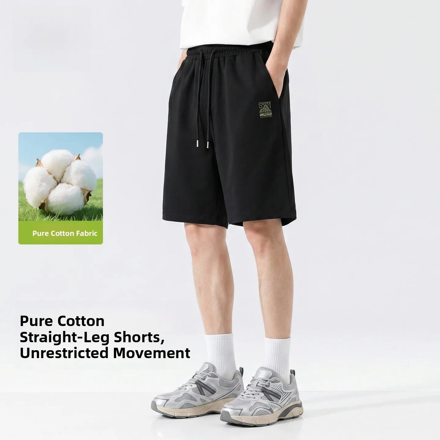 Baleno Men's Basketball Shorts Pure Cotton Sporty Casual Grey Summer Leisure Loose Fit Elastic Waist Short Length Pants