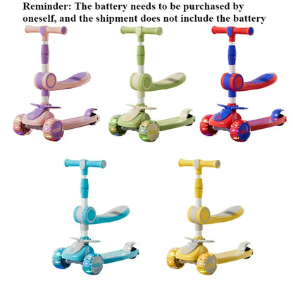 3 in 1 Adjustable 3-Wheel Kids Ride-On Scooter with Extra Wide Light-Up PU Wheels Kick Scooter with Music and Light for Children