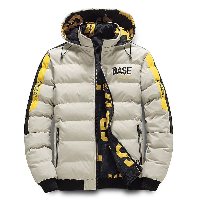 Streetwear Parkas Men Double-Sided Wear Men's Puffer Jacket Outdoor Winter Thickened Down Coat Letter Print Casual Parka Coats
