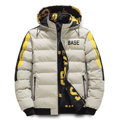 Streetwear Parkas Men Double-Sided Wear Men's Puffer Jacket Outdoor Winter Thickened Down Coat Letter Print Casual Parka Coats