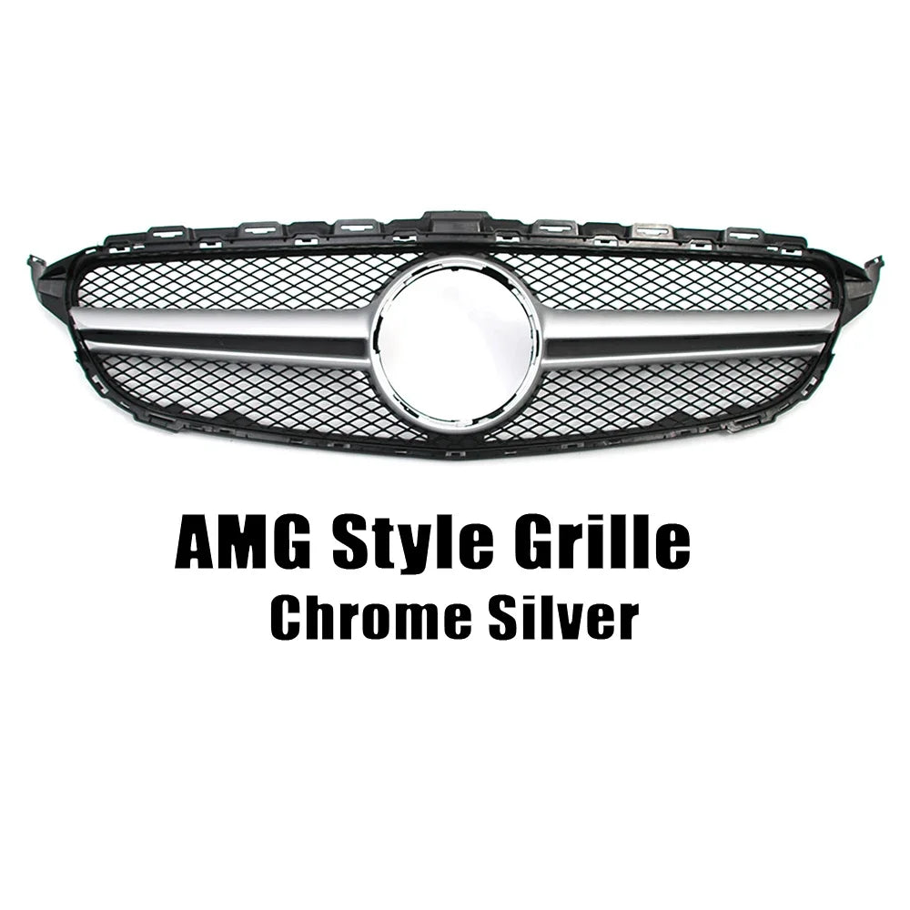 XVIP GTR Style Front Racing Grille For Mercedes Benz C-Class W205 2015-2018 C180 C200 C300 Chrome Diamonds Style Bumper Grilles